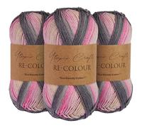 Utopia Crafts Re-Colour Knitting & Crochet Yarn 3x 100g (Grey Blossom)