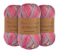 Utopia Crafts Re-Colour Knitting & Crochet Yarn 3x 100g (Spring Blossom)