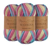 Utopia Crafts Re-Colour Knitting & Crochet Yarn 3x 100g (Tropical Mix)