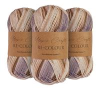 Utopia Crafts Re-Colour Ombre - Ovillo de lana para tejer y ganchillo, 3 unidades, 100 g (armonía natural)