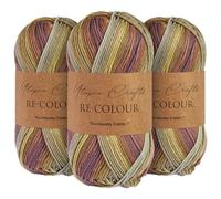 Utopia Crafts Re-Colour Ombre - Ovillo de lana para tejer y ganchillo, 3 unidades, 100 g (bosque otoñal)