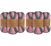 Utopia Crafts Re-Colour Ombre - Ovillo para tejer y ganchillo (3 unidades, 100 g), color gris (Paquete de 2)