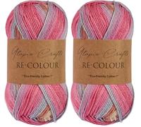 Utopia Crafts Re-Colour - Ovillo de lana para tejer y ganchillo, 100 g (flor de primavera) (Paquete de 2)
