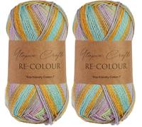 Utopia Crafts Re-Colour - Ovillo de lana para tejer y ganchillo, 100 g (flores frescas) (Paquete de 2)