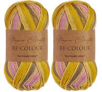 Utopia Crafts Re-Colour - Ovillo de lana para tejer y ganchillo, 100 g (Marigold Meadow) (Paquete de 2)