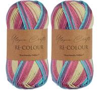 Utopia Crafts Re-Colour - Ovillo de lana para tejer y ganchillo, 100 g (mezcla tropical) (Paquete de 2)