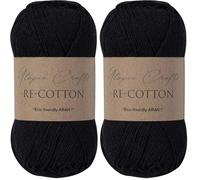 Utopia Crafts Re-Cotton Knitting Yarn, 100g (Black) (Paquete de 2)