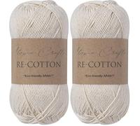 Utopia Crafts Re-Cotton Knitting Yarn, 100g (Cream) (Paquete de 2)