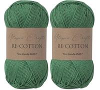 Utopia Crafts Re-Cotton Knitting Yarn, 100g (Evergreen) (Paquete de 2)