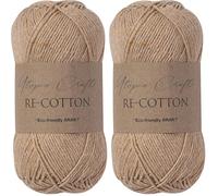 Utopia Crafts Re-Cotton Knitting Yarn, 100g (Light Taupe) (Paquete de 2)