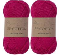 Utopia Crafts Re-Cotton Knitting Yarn, 100g (Rose Red) (Paquete de 2)