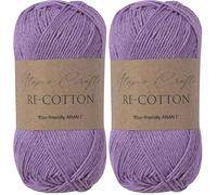 Utopia Crafts Re-Cotton Knitting Yarn, 100g (Viola Purple) (Paquete de 2)