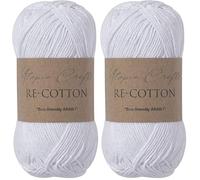 Utopia Crafts Re-Cotton Knitting Yarn, 100g (White) (Paquete de 2)