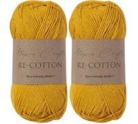 Utopia Crafts Re-Cotton Knitting Yarn, 100g (Yellow Orange) (Paquete de 2)