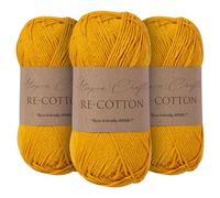 Utopia Crafts Re-Cotton Knitting Yarn, 3x 100g (Yellow Orange)