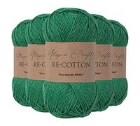 Utopia Crafts Re-Cotton Knitting Yarn, 5x 100g (Evergreen)