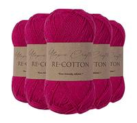 Utopia Crafts Re-Cotton Knitting Yarn, 5x 100g (Rose Red)