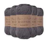 Utopia Crafts Re-Cotton Knitting Yarn, 5x 100g (Storm Grey)
