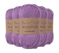 Utopia Crafts Re-Cotton Knitting Yarn, 5x 100g (Viola Purple)