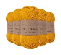 Utopia Crafts Re-Cotton Knitting Yarn, 5x 100g (Yellow Orange)