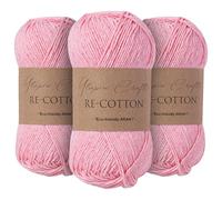 Utopia Crafts Re-Cotton - Ovillo de lana para tejer (3 unidades, 100 g), color