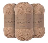 Utopia Crafts Re-Cotton - Ovillo de lana para tejer (3 unidades, 100 g), color gris pardo