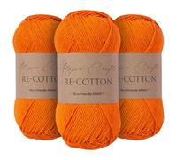 Utopia Crafts Re-Cotton - Ovillo de lana para tejer (3 unidades, 100 g), color naranja