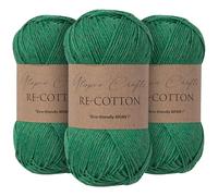 Utopia Crafts Re-Cotton - Ovillo de lana para tejer (3 unidades, 100 g), color verde