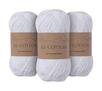Utopia Crafts Re-Cotton - Ovillo de tejer (3 unidades, 100 g), color blanco