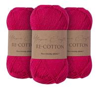 Utopia Crafts Re-Cotton - Ovillo de tejer (3 unidades, 100 g), color rosa