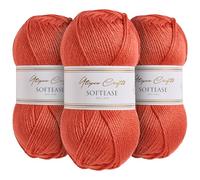 Utopia Crafts Softease - Ovillo de hilo para tejer y ganchillo, 3 unidades, 100 g (caqui ardiente)