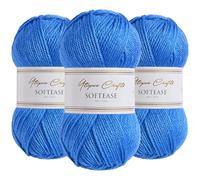 Utopia Crafts Softease - Ovillo de hilo para tejer y ganchillo, 3 unidades, 100 g (cobalto real)