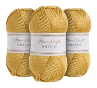 Utopia Crafts Softease - Ovillo de hilo para tejer y ganchillo, 3 unidades, 100 g (Golden Harvest)