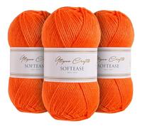 Utopia Crafts Softease - Ovillo de hilo para tejer y ganchillo, 3 unidades, 100 g (melocotón rústico)