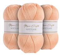 Utopia Crafts Softease - Ovillo de hilo para tejer y ganchillo, 3 unidades, 100 g (melocotón suave)