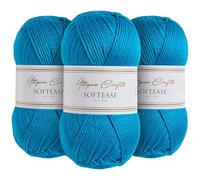 Utopia Crafts Softease - Ovillo de lana para tejer y ganchillo, 3 unidades, 100 g (azul clásico)