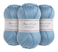Utopia Crafts Softease - Ovillo de lana para tejer y ganchillo, 3 unidades, 100 g (azul niebla)