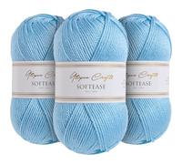 Utopia Crafts Softease - Ovillo de lana para tejer y ganchillo, 3 unidades, 100 g (azul sereno)