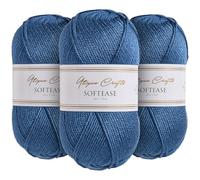Utopia Crafts Softease - Ovillo de lana para tejer y ganchillo, 3 unidades, 100 g (azul tranquilo)