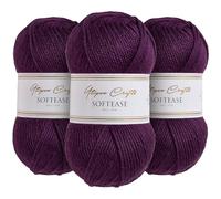 Utopia Crafts Softease - Ovillo de lana para tejer y ganchillo, 3 unidades, 100 g (ciruela aterciopelada)