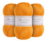 Utopia Crafts Softease - Ovillo de lana para tejer y ganchillo, 3 unidades, 100 g (mango dorado)