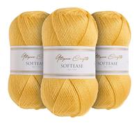 Utopia Crafts Softease - Ovillo de lana para tejer y ganchillo, 3 unidades, 100 g (sol radiante)
