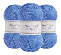 Utopia Crafts Softease - Ovillo para tejer y ganchillo (3 unidades, 100 g), color azul