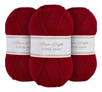 Utopia Crafts Super Aran - Ovillo de lana para tejer y ganchillo, 3 unidades, 100 g (ciruela rica)