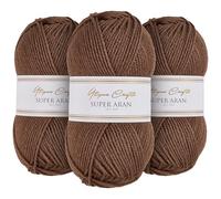 Utopia Crafts Super Aran - Ovillo de lana para tejer y ganchillo, 3 unidades, 100 g (color beige cálido)