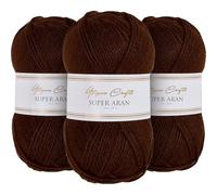 Utopia Crafts Super Aran - Ovillo de lana para tejer y ganchillo, 3 unidades, 100 g (Espresso Glow)