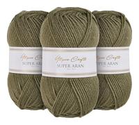 Utopia Crafts Super Aran - Ovillo de lana para tejer y ganchillo, 3 unidades, 100 g (salvia)
