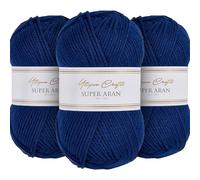 Utopia Crafts Super Aran - Ovillo de lana para tejer y ganchillo, 3 unidades, 100 g (Twilight Indigo)