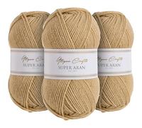 Utopia Crafts Super Aran - Ovillo para tejer y ganchillo (3 unidades, 100 g), color arena