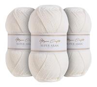 Utopia Crafts Super Aran - Ovillo para tejer y ganchillo (3 unidades, 100 g), color blanco